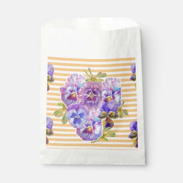 Yellow Pansy art Flowers floral Party Favor Bags (Front)