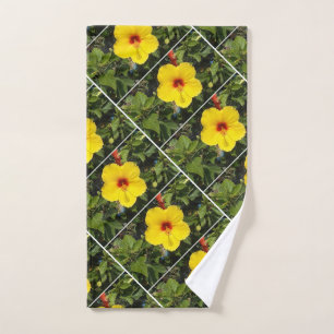 Yellow pansy floral summery hand towel