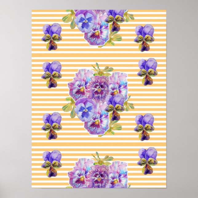 Yellow Pansy flower flowers Shabby Chic Poster (Front)
