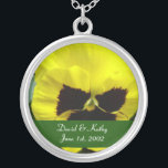 Yellow Pansy Flower Necklace<br><div class="desc">This is a Yellow Pansy flower. Makes a great gift for a loved one. Names and Date can be changed to your own. Just enter them in the text boxes to the right. Check  out my other necklaces in my store.</div>