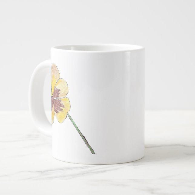 Yellow Pansy Large Coffee Mug (Front Left)
