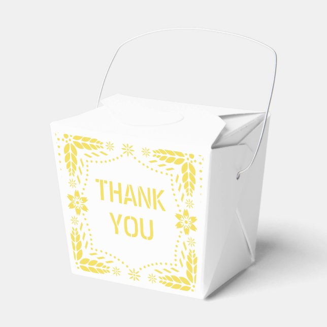 Yellow papel picado art Thank You Baby Shower Favour Box (Front Side)