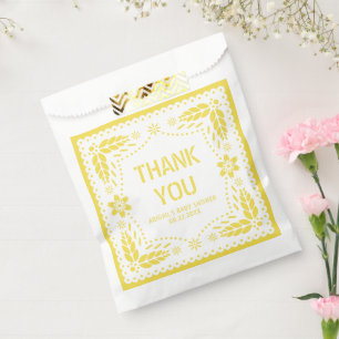 Yellow papel picado Thank You Baby Shower Favour Bags
