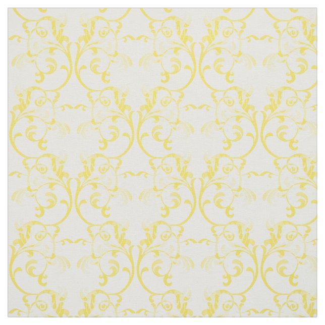 Yellow Parisian Damask Pattern Fabric (Swatch)