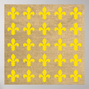 Yellow Parisian Moods Fleur de Lys Pattern Poster