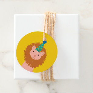 Yellow Party Animal Lion Birthday Party Favour Tags