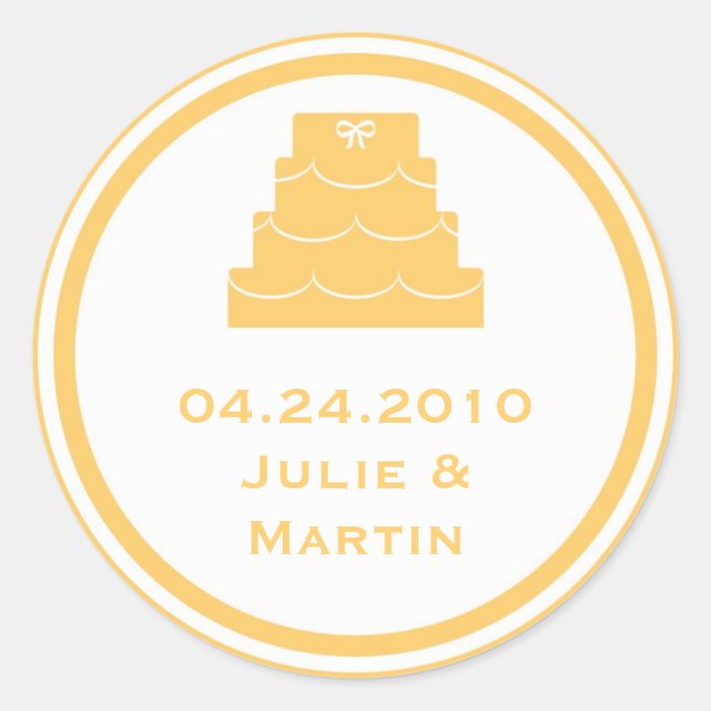Yellow party cake wedding favour tag seal label (Front)