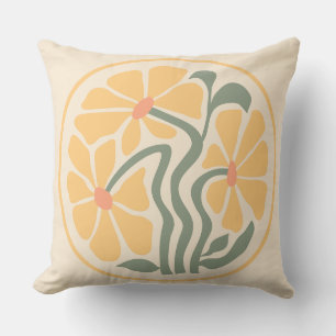 Yellow Pastel Abstract Flower Square  Cushion