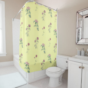 Yellow Pastel Floral Pattern Wildflower Vintage Shower Curtain