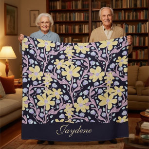 Yellow Pastel Flowers Among Vines Sherpa Blanket
