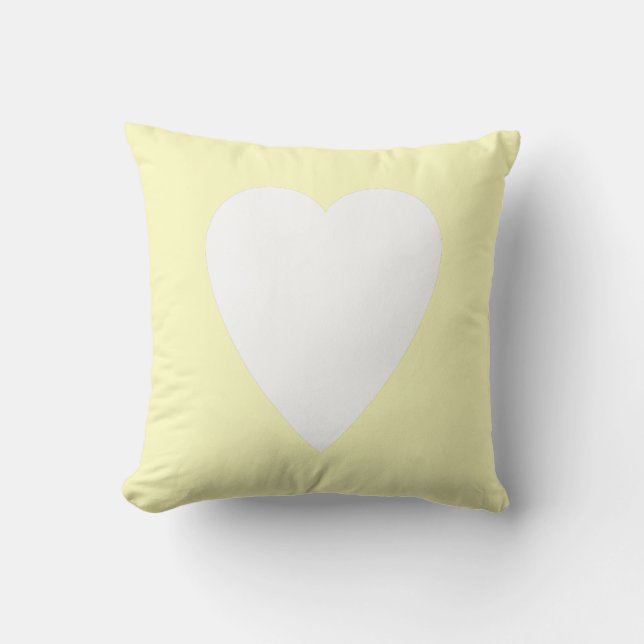 Yellow Pastel & White Heart Shape Design Cushion (Front)