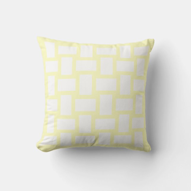 Yellow Pastel & White Weave Design Cushion (Front)