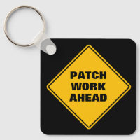Yellow patch work ahead road sign personalised