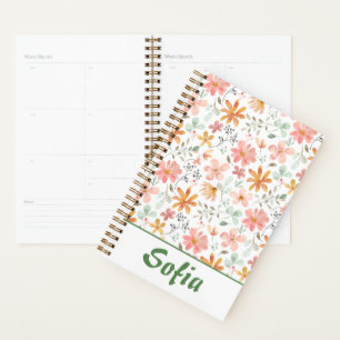 Yellow pattern botanical green name orange planner
