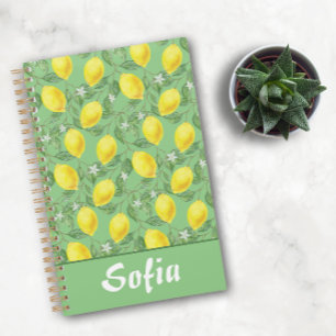 Yellow pattern lemon green name planner