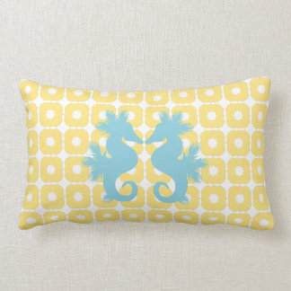 Yellow Pattern Seahorse Lumbar Cushion