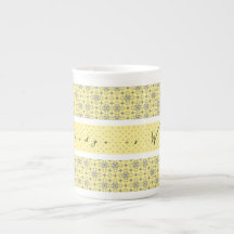 Yellow Patterned Fine Porcelain Mug