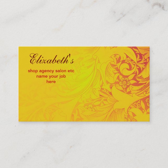 yellow patterned flowers business card (Front)