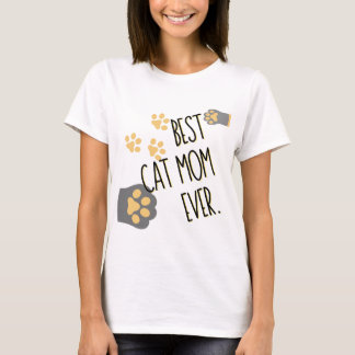 Yellow Paw Pattern Best Cat Mum Ever T-Shirt