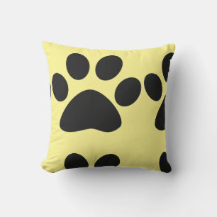 Yellow Paw Prints Pattern Cute Gifts For Dog Mum Cushion