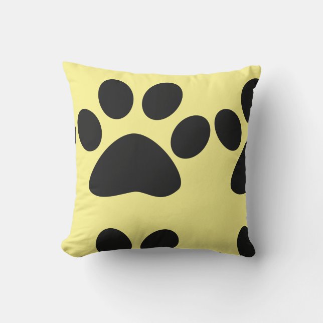 Yellow Paw Prints Pattern Cute Gifts For Dog Mum Cushion (Front)