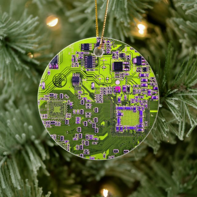 Yellow PCB Circuit Board Design for IT Pros Ceramic Tree Decoration (Tree)