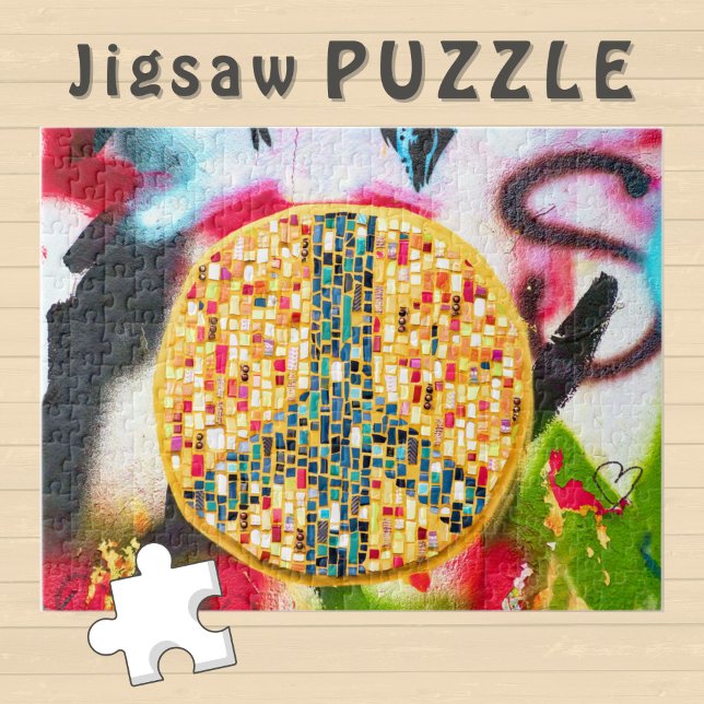 Yellow Peace Mosaic on Graffiti Wall -  Jigsaw Puzzle (Creator Uploaded)