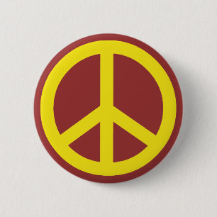 Yellow Peace Sign 6 Cm Round Badge