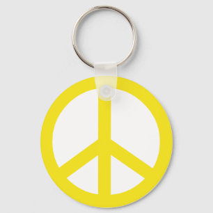 Yellow Peace Sign Key Ring