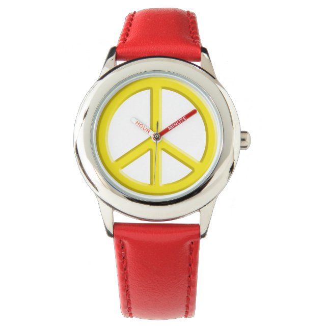 Yellow Peace Sign Watch (Front)