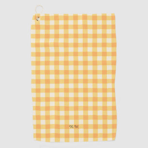 Yellow Peach Gingham Plaid Golf Towel