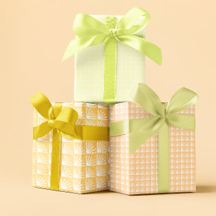 Yellow Peach Pastel Geometric Spring Wrapping Paper Sheet