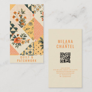 Yellow Peach Quilt Patchwork Handmade Clothing Business Card