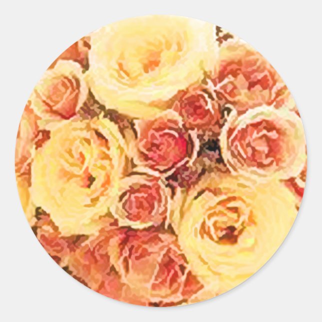 Yellow-Peach Rose Bouquet Envelope Seal Sticker (Front)