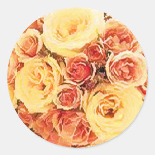 Yellow-Peach Rose Bouquet Envelope Seal Sticker