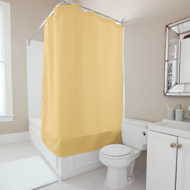 Yellow Peach Solid Colour Shower Curtain (In Situ)