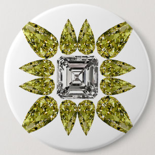 Yellow Pear Diamond 6 Cm Round Badge