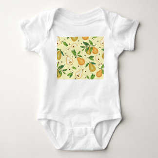 Yellow Pear Fruits: Vintage Illustration. Baby Bodysuit