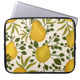 Yellow Pears Leaves White Background Laptop Sleeve