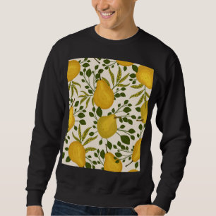 Yellow Pears Leaves White Background Sweatshirt