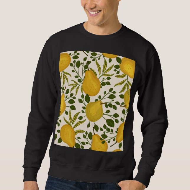 Yellow Pears Leaves White Background Sweatshirt (Front)