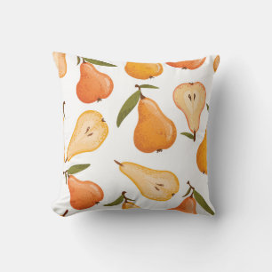 Yellow Pears: Seamless White Background. Cushion