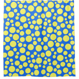 Yellow peas on a sky blue background shower curtain