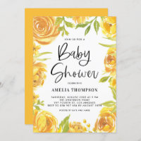 Yellow Peonies and Roses Floral Wreath Baby Shower
