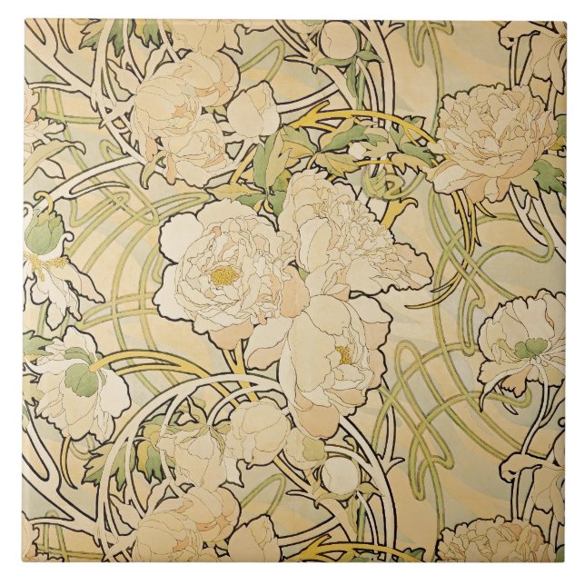 Yellow Peonies Tile (Front)