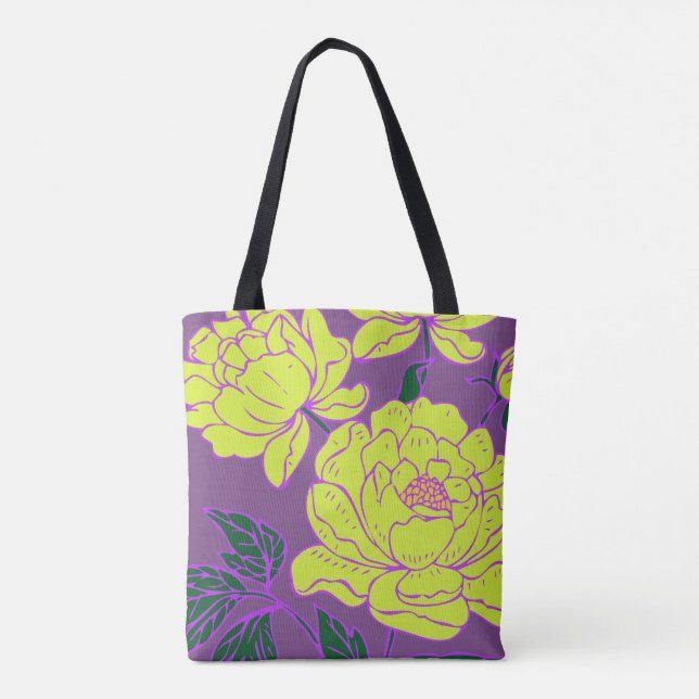 Yellow Peonies Tote Bag (Back)
