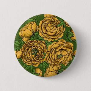 Yellow peony bouquet 6 cm round badge