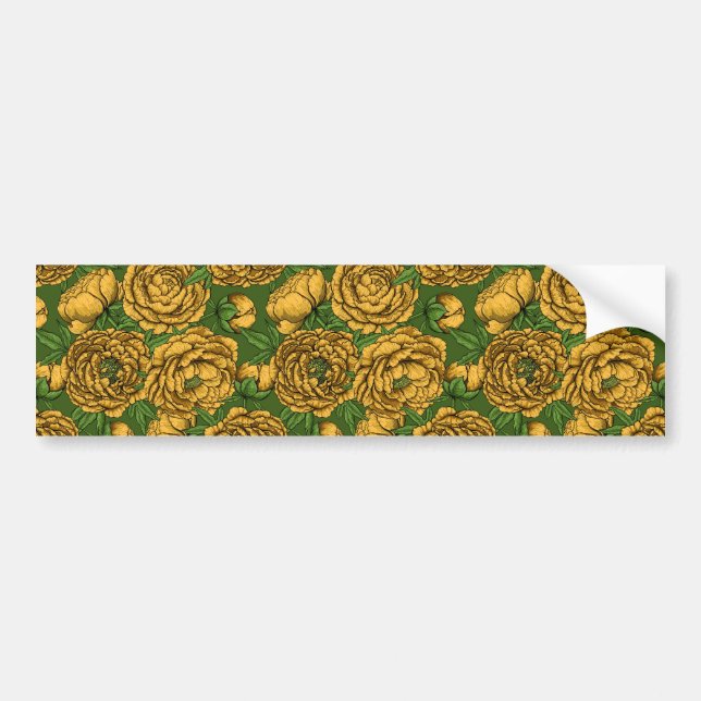Yellow peony bouquet bumper sticker (Front)