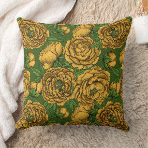 Yellow peony bouquet cushion