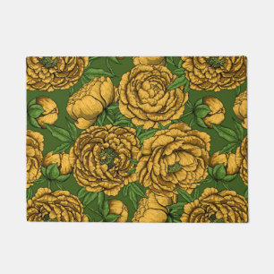 Yellow peony bouquet doormat